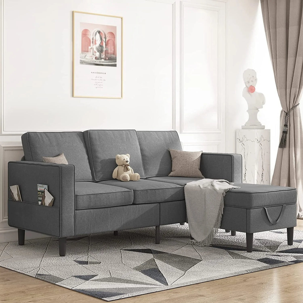 Mjkone Convertible Sectional Sofa Couch, L - Shaped Couch with Storage Ottoman, Couches for Living Room, Living Room Furniture Suitable for Small