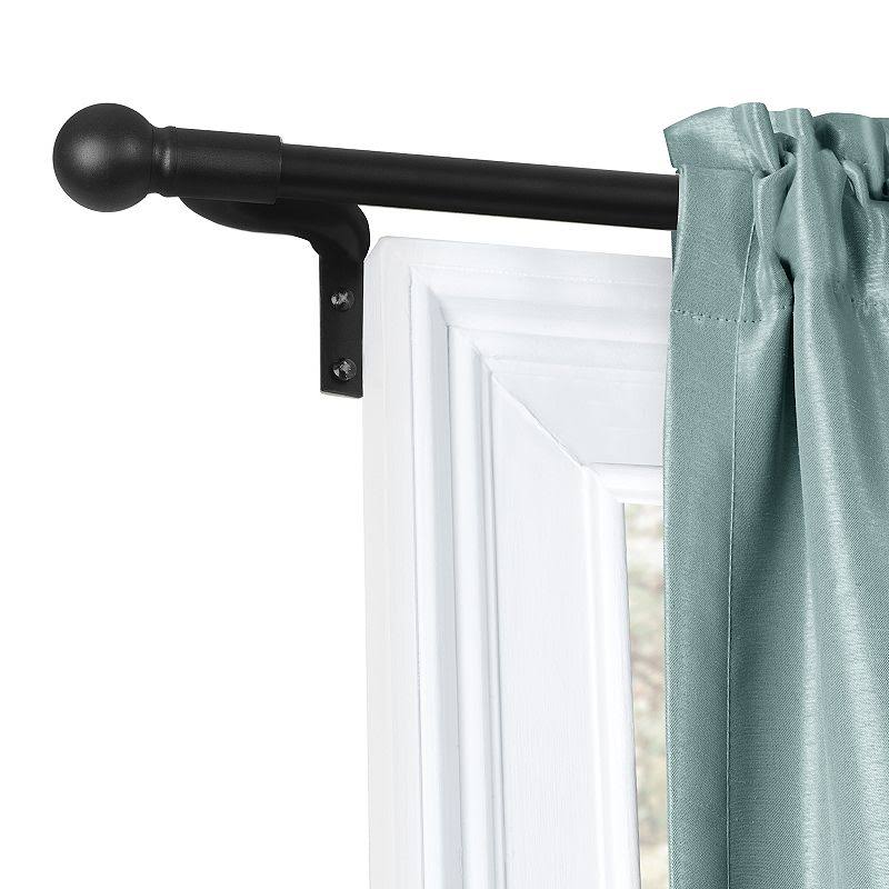 Zenna Home Smart Rods Easy Install Caf Window Rod, 18 inch to 48 inch, with Ball Finials, Black, 2-Pack, Size: 18 inch-48 inch